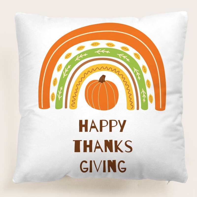 

Pumpkin Print Cushion Cover Without Filler, Multicolor