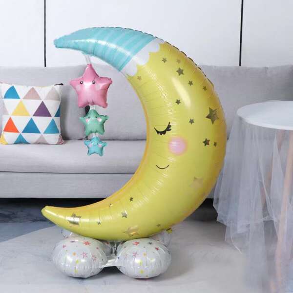 

1pc Moon Shaped Balloon, Multicolor