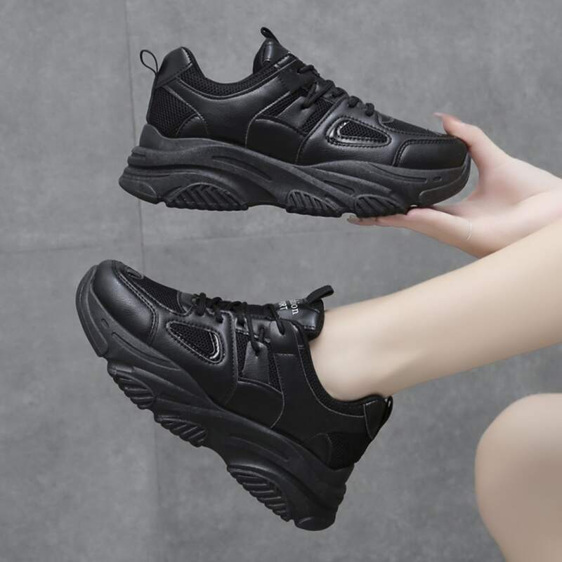 

Lace-up Front Chunky Sneakers, Black