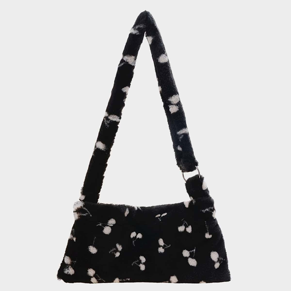 

Cherry Print Shoulder Bag, Black and white