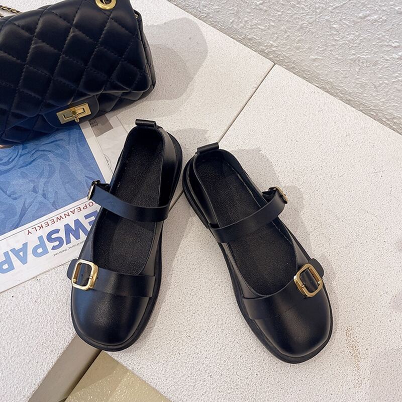 

Buckle Decor Mary Jane Flats, Black