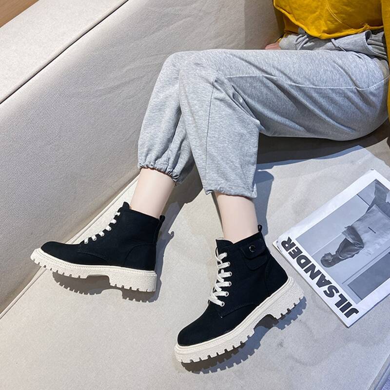 

Lace-up Front Combat Boots, Black
