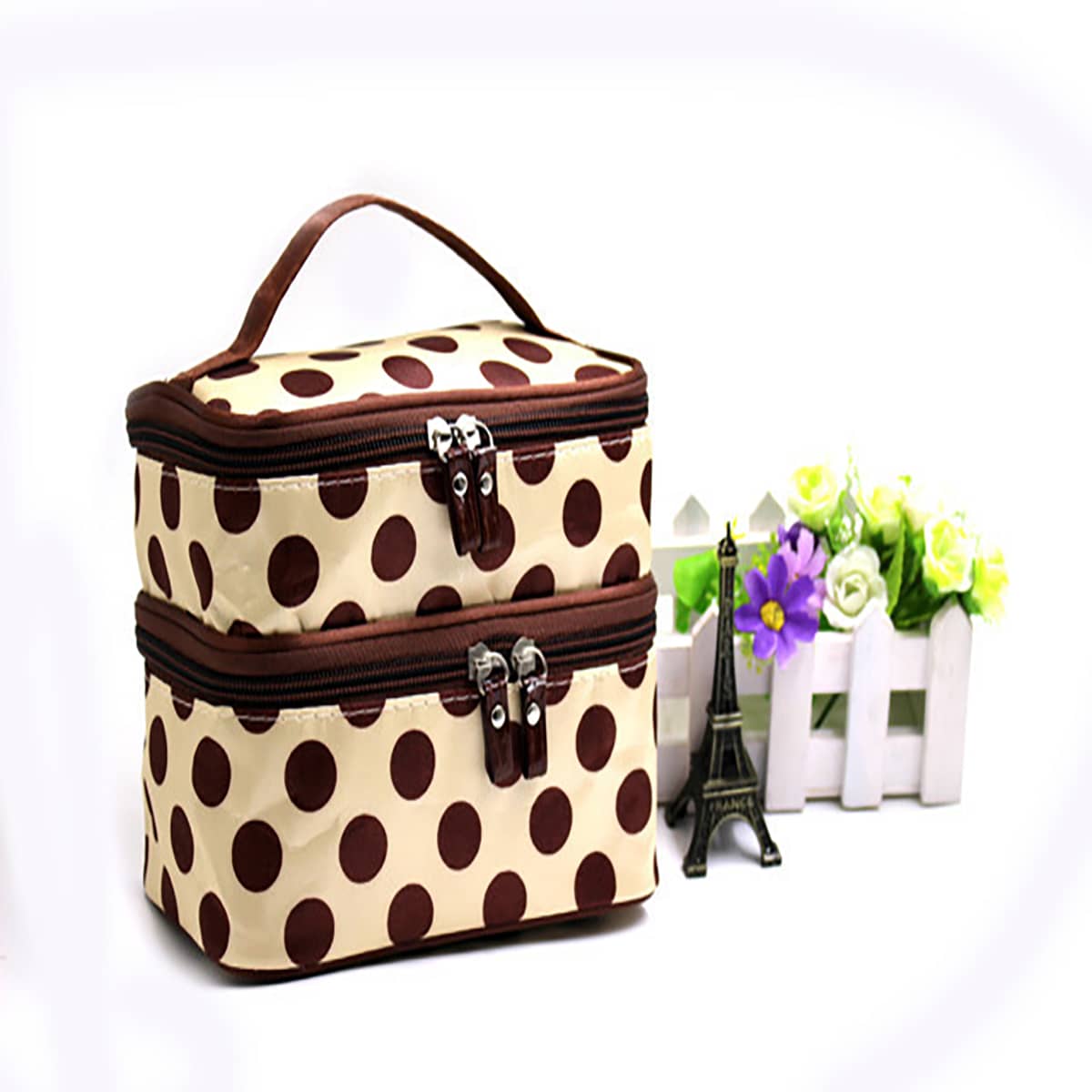 

1pc Polka Dot Multi-layer Makeup Bag, Multicolor
