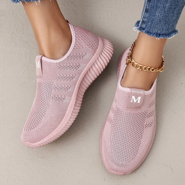 

Mesh Panel Slip On Sneakers, Baby pink