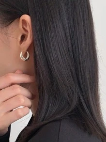 Vòng khuyên tai đơn giản - Bạc - Xem 2