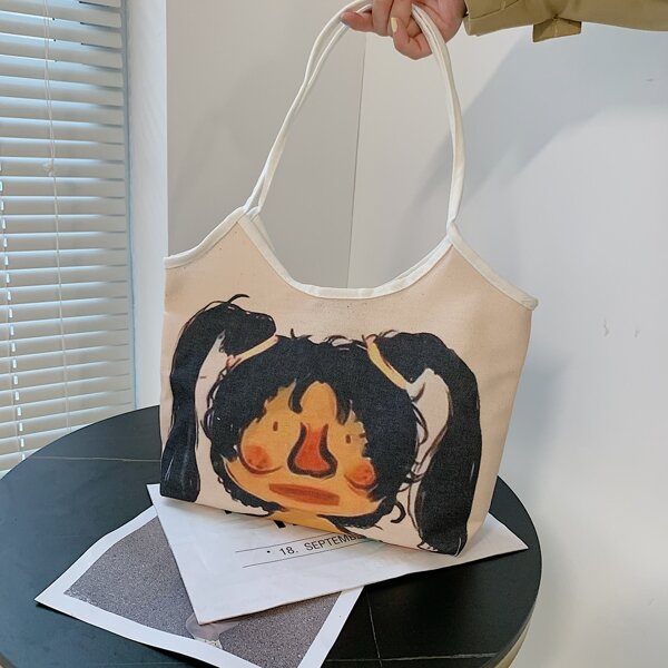 

Figure Graphic Shoulder Tote Bag, Multicolor