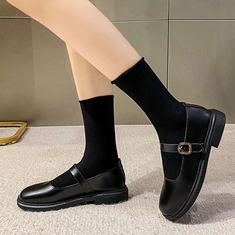 

Buckle Decor Mary Jane Flats, Black