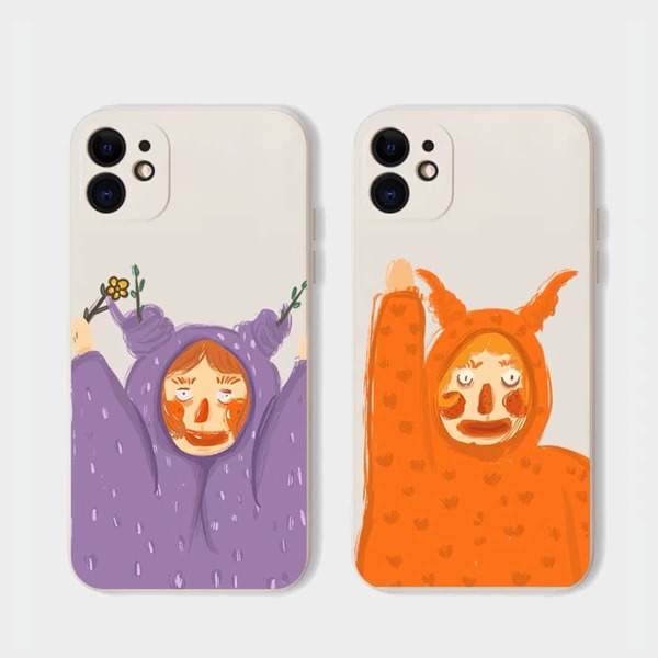 

2pcs Cartoon Graphic Phone Case, Multicolor