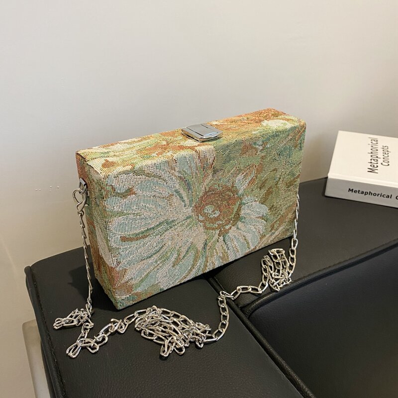 

Flower Pattern Crossbody Bag, Green