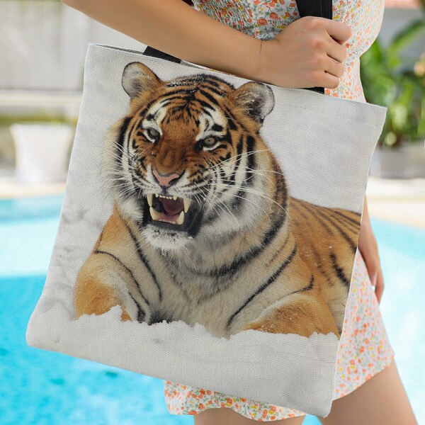 

Сумка-шопер с узором тигра, Многоцветный