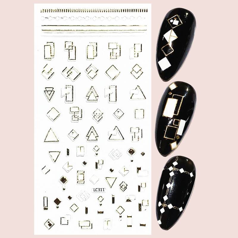 

1sheet Geometric Pattern Nail Art Sticker, White