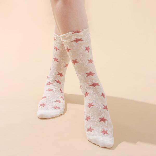 

Star Print Crew Socks, Multicolor