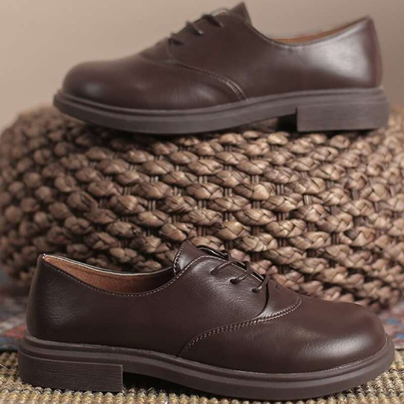 

Minimalist Lace-up Front Oxfords Shoes, Brown