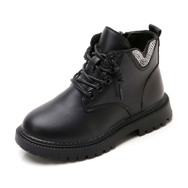 

Toddler Girls Rhinestone Decor Side Zipper Boots, Black