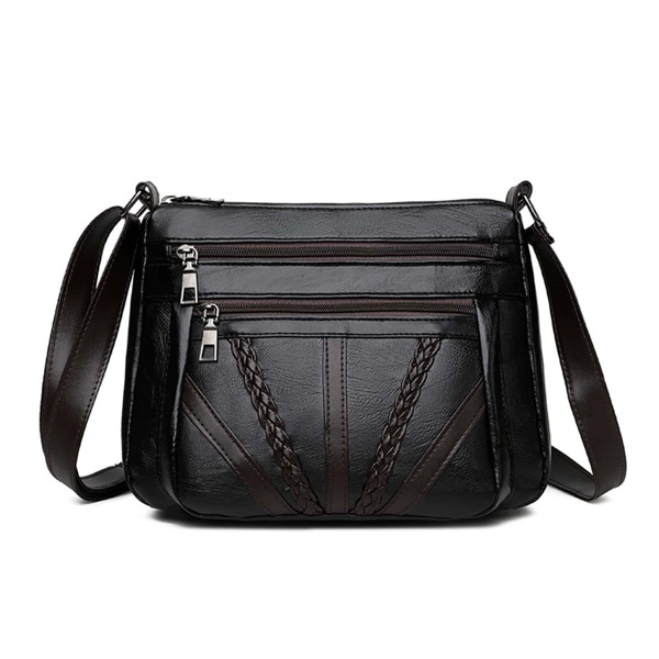 

Braided Embossed Crossbody Bag, Black