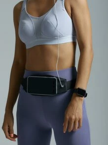 Reflective Detail Waist Bag For Cell Phone Within 5.5 Inch Without Touch Function - Black - View 2