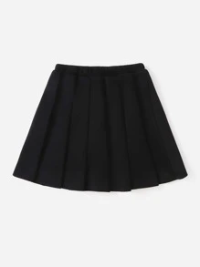 SHEIN 女孩字母圖案褶皺半身裙