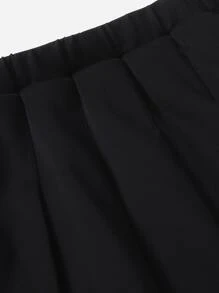 SHEIN 女孩字母圖案褶皺半身裙