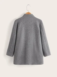 SHEIN Tween Boy Marled Slant Pocket Overcoat - Grey - View 2