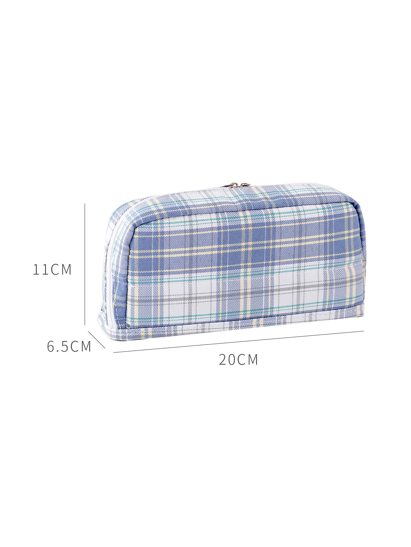 Plaid Pattern Pencil Bag - Blue - View 4