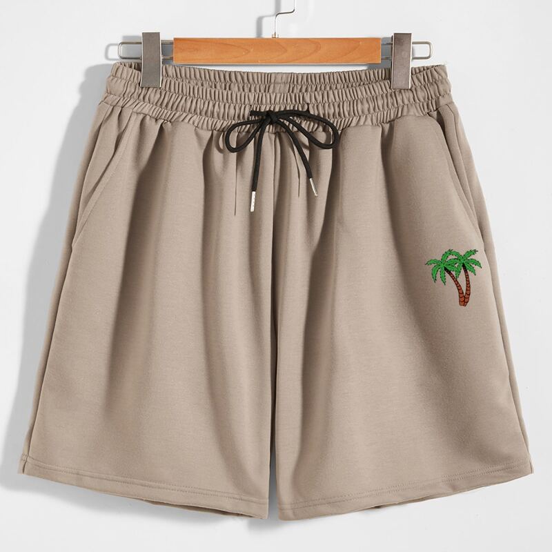 

Guys Tropical Print Drawstring Shorts, Mocha brown