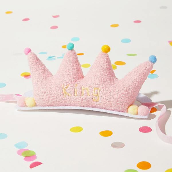 

1set Crown Shaped Pet Headwear & Pull Flag, Multicolor