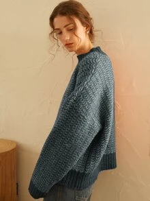 Knit Mix Damen Lässig Strickpullover, Rundhals Langarm Pullover, Herbst- & Wintermode, zufälliges Muster, locker geschnitten, Frühlings-Valentinstag Geschenk, Rückkehr zur Schule Herbstbekleidung für Frauen