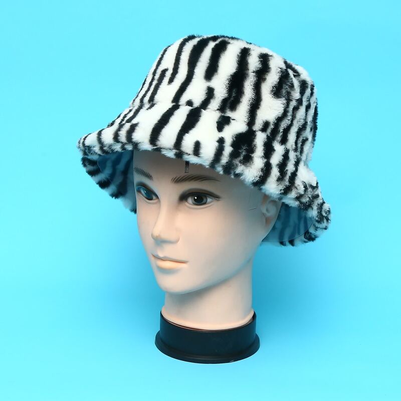 

Zebra Stripe Bucket Hat, Black and white