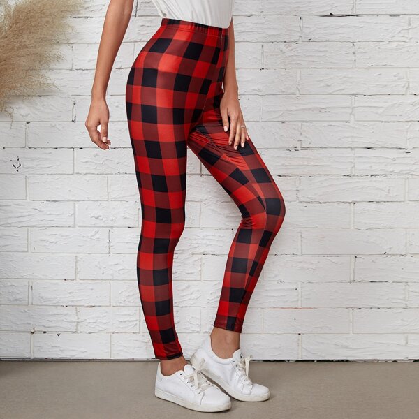 

Gingham High Waist Leggings, Multicolor