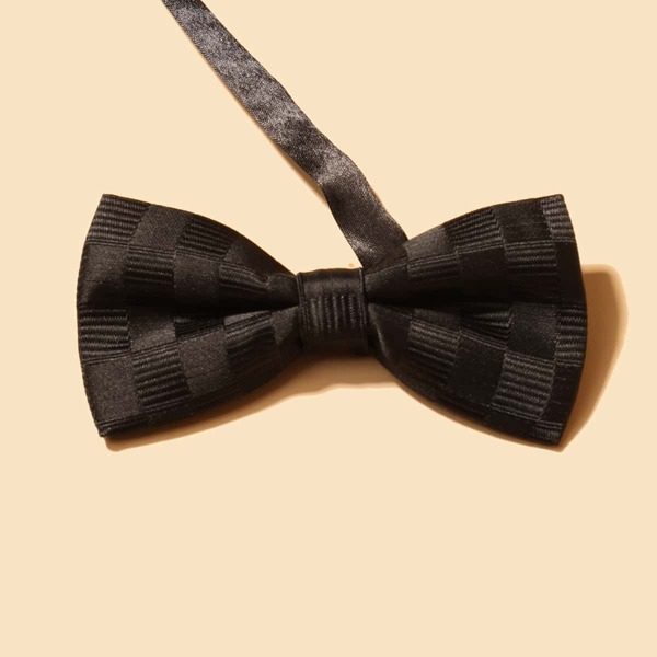 

Men Plaid Pattern Bow Tie, Black