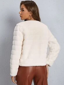 SHEIN Abrigo de pelo sintético panel abierta delantera