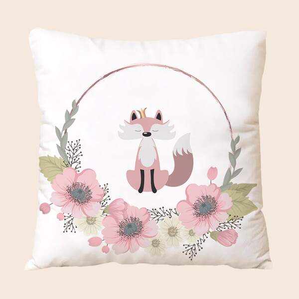 

Fox Print Cushion Cover Without Filler, Multicolor