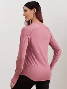 Easithlete 无缝柔软罗纹针织运动背心 合身衬衫 适合中国新年运动背心 - 藕粉色 - 查看 2