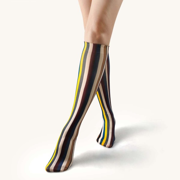 

Striped Pattern Over The Calf Socks, Multicolor
