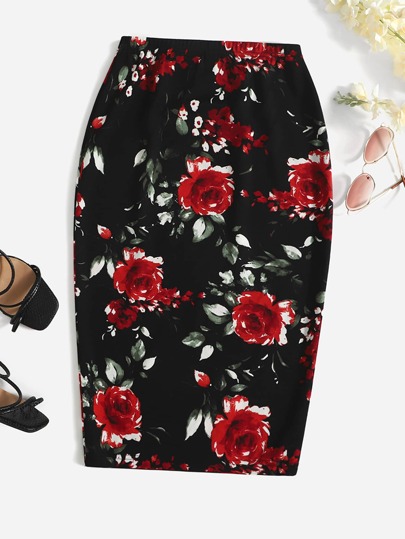 SHEIN Clasi Floral Print Pencil Skirt