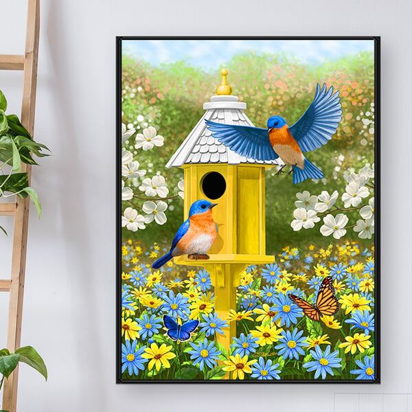 

DIY Алмазная картина без рамы с принтом птицы, Многоцветный