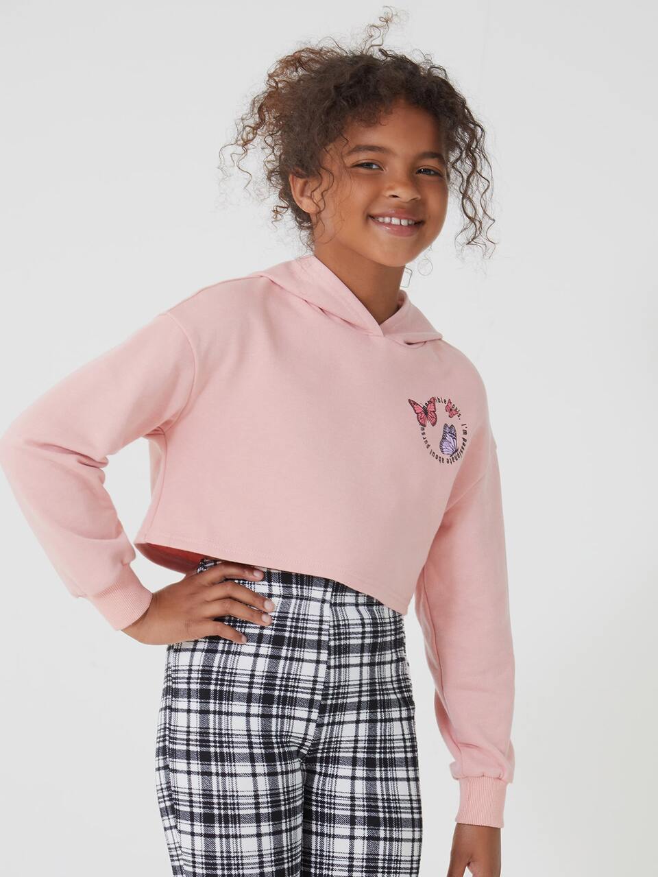 Tween Girl Butterfly & Slogan Graphic Drop Shoulder Sweatshirt