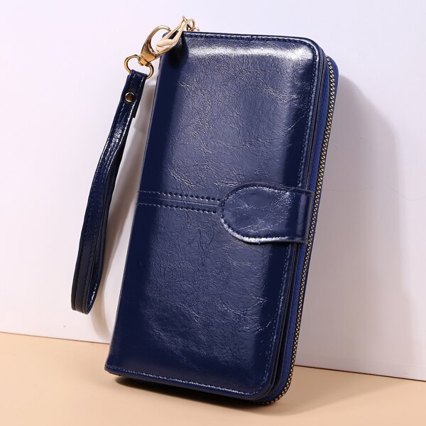

Minimalist Snap Button Purse With Wristlet, Royal blue