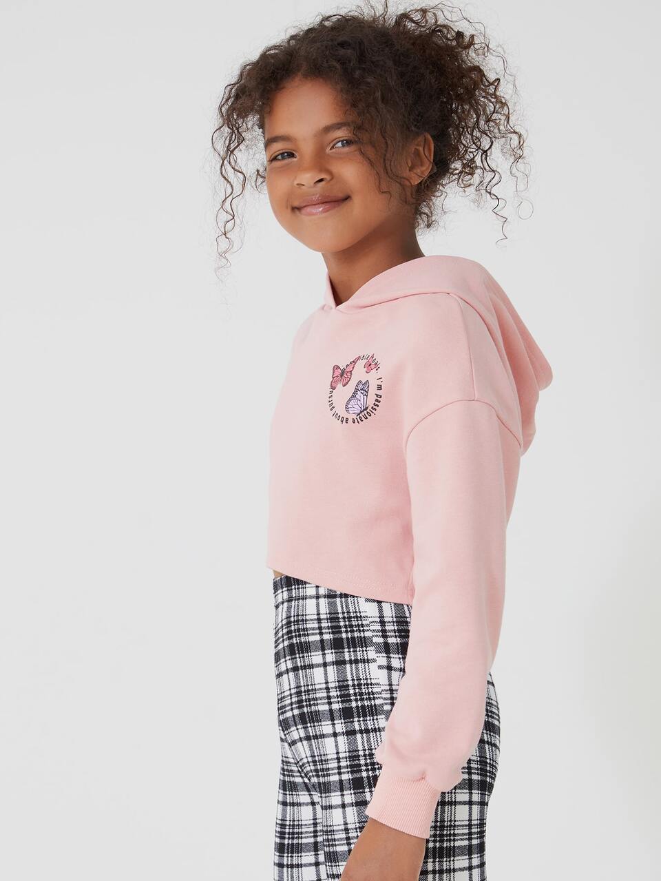 Tween Girl Butterfly & Slogan Graphic Drop Shoulder Sweatshirt