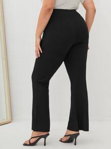SHEIN SXY Plus High Waist Flare Leg Trousers - Black - View 2