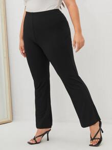 SHEIN SXY Plus High Waist Flare Leg Trousers - Black - View 5