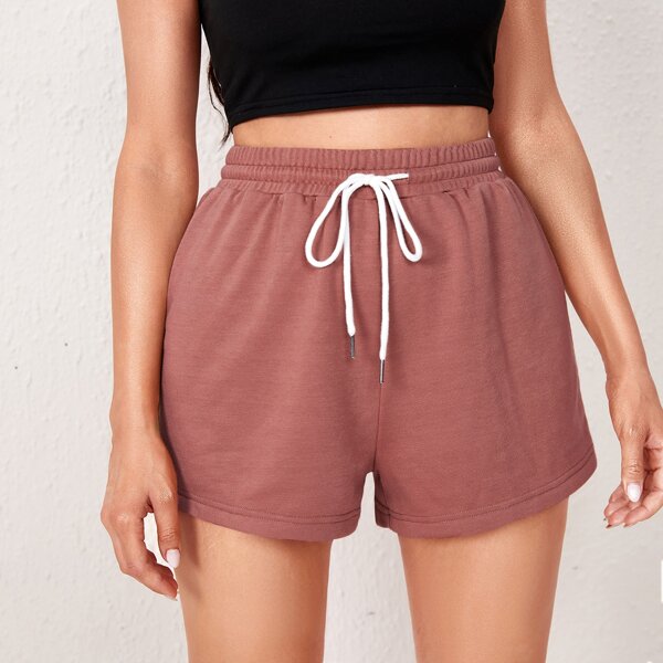 

Drawstring Waist Track Shorts, Redwood