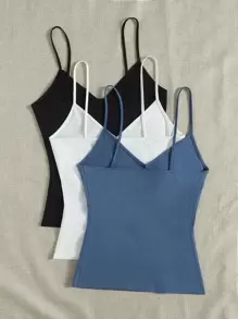 Muchica Áo hai dây màu trơn Cơ bản - Nhiều màu - Xem 2