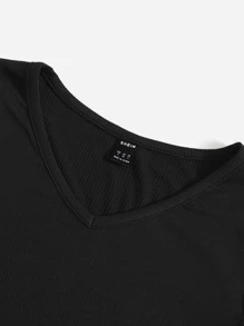 Muchica Áo thun tay ngắn trơn màu đơn giản, đa năng cho mùa hè - màu đen - Xem 3