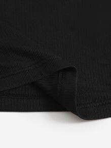 Muchica Áo thun tay ngắn trơn màu đơn giản, đa năng cho mùa hè - màu đen - Xem 5