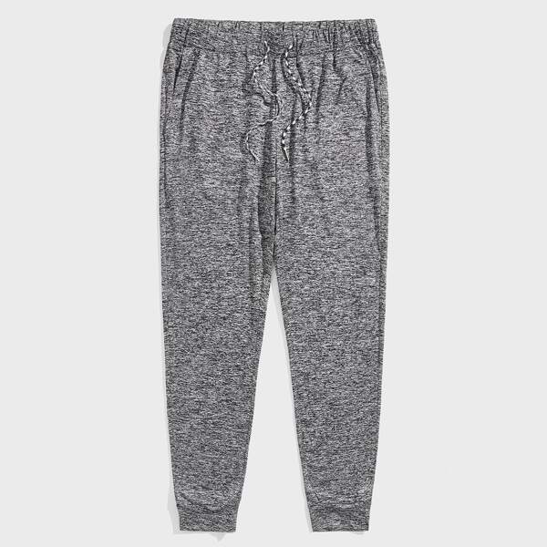 

Men Drawstring Waist Marled Knit Sweatpants, Grey