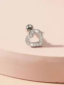 1 bông tai hình trái tim đính đá Cubic Zirconia - Vàng - Xem 10
