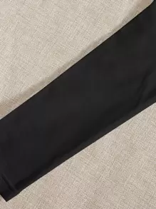 SHEIN EZwear Áo thun crop top cổ chữ V trơn - màu đen - Xem 4