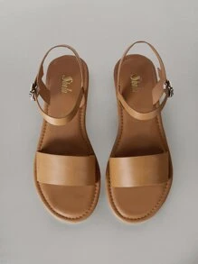 SheIn VCAY Minimalist Buckle Decor Strappy Sandals - Brown - View 7