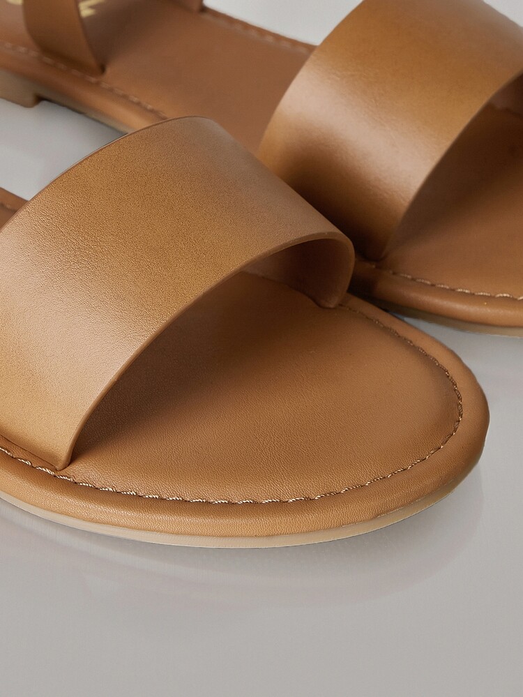 SheIn VCAY Minimalist Buckle Decor Strappy Sandals - Brown - View 9